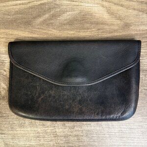 Vintage Michael Green Envelope Wallet Leather w/ Brass Closure